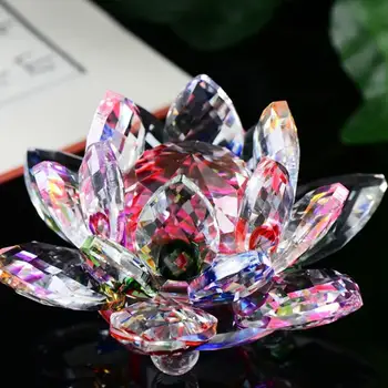 Lotus Kristalno Steklo Slika obtežilnik za papir Ornament Feng Shui Dekor Zbirka Figurice Doma Poroka Stranka Dekor Darila 2018m20