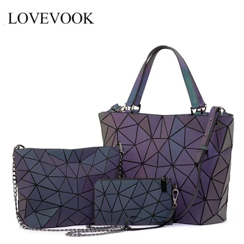 Lovevook ženske torbici luksuzni torba nabor geometrijskih svetlobna Tote vrečko crossbody vrečko žensko torbico in denarnico za ženske do leta 2020