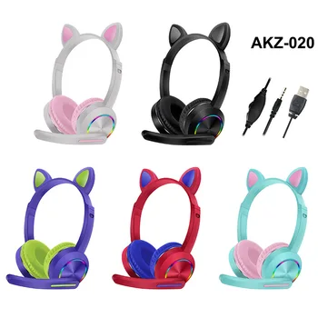 Luštna Mačka Head-mounted Slušalke Žične Igranje Glasbe v Stereo Bas Slušalke Lučka LED je 3,5 mm Žično Dekle Hči Slušalke Za PC