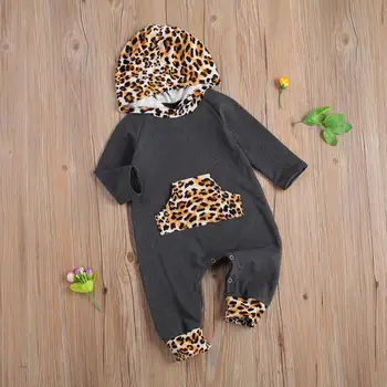 Ma&Baby 0-18 M Pomlad Jesen Toodler Newborn Baby Boy Hooded igralne obleke Leopard Dolgimi Rokavi Jumpsuit za Malčke Fant Obleko Kostume