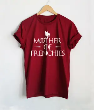 Mati Frenchies Pes Mama Tshirt Smešno Grafični Mama Ženske T-shirt Kawaii Kratek Rokav Vrhovi Tees Bombaž posadke Vratu korejski Majice