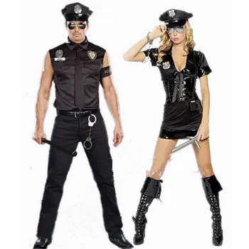 Maškarada Cosplay fazi oblačila policija enotna oblačila za moške in ženske Policija Kostum Halloween Kostum Kratek Rokav