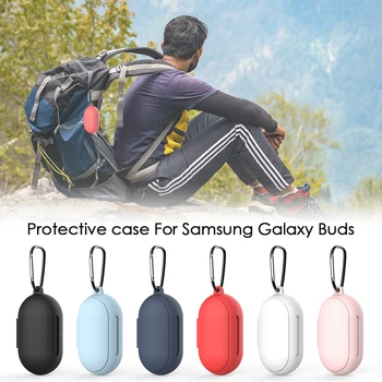 Mehke Silikonske Slušalke Pokrovček za Samsung Galaxy Brsti Primeru Polnjenja Polje Anti Drop Brezžične Slušalke Zaščitna Coque s Kavljem