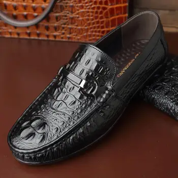 Mehko Usnje, Krokodil Ravno Čevlji Mens Mehko Moških Socialne Priložnostne Čevlji Zdrsne na Moda za Moške Superge Loafers