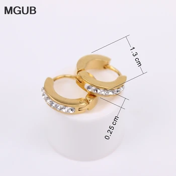 MGUB premerom 13MM iz Nerjavečega jekla modni nakit kristalno Hoop uhani ženski modeli uhani wholesale12 parov/nastavi HX47