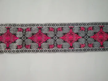 Miao srebrna kovinski žakarske tkanine, čipke trim 4.5 cm obleko ovratnik trak tkane trak etnične plemenski tajska indija DIY boho gypsy