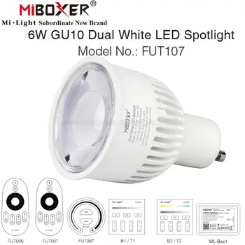 MiBoxer 2.4 G GU10 6W SCT Dvojno Bela LED Žarnice Žarnica AC85-265V FUT107 Barvna Temperatura Nastavljiva Lučka WiFi Združljiv