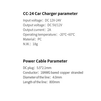 Miboxer Smart Avto Polnilnik CC-24 avto polnilnik za skoraj vse vrste digitalnih naprav 5V/12V dveh napetostnih izhodov 2.0 A polnjenje