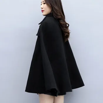 Mid-dolžina Svoboden Volnene Plašč Ženske Vrhnja oblačila Jesensko Zimske korejski 2021 Plus Velikost Moda Abrigo Mujer Dvojno Zapenjanje Moda Plašč