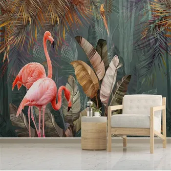 Milofi po meri 3D tiskanje fotografij za ozadje Nordijska sodobno minimalistično tropskih rastlin, gozdnih flamingo ozadju steno stensko