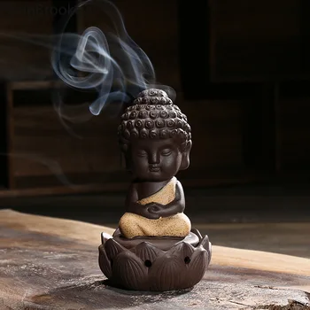 Mini kip Bude menih figur tathagata Indija Joga Mandala čaj pet vijolično keramične obrti Zakka dekorativne keramične okraski