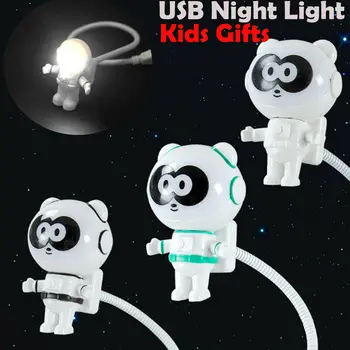Mini LED Nočne Luči USB Astronavt Panda Nastavljiv Gooseneck Astro Svetlobe Tabela Namizne Svetilke Spalnica Doma Otroci Soba Otroke Darila