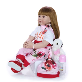 Moda 24 Palčni Prerojeni Baby Doll 60 cm, Silikonski Mehko Realne Princesa Dekle Malčki Punčko Igrača Etnične Lutka Za Dan Otrok Darilo