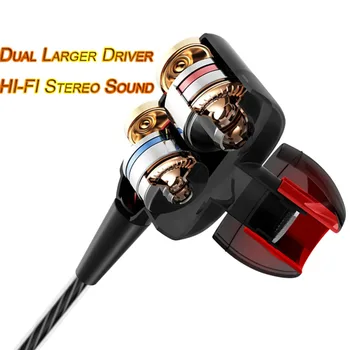 Moda Dvojno Vozniki Slušalke Visoko Bass sistem Stereo Slušalke Slušalke Šport Žično Čepkov 3,5 mm Z Mic Za Meizu Xiaomi Sony