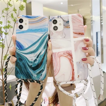 Moda marmorju Primeru Telefon s traku Za Samsung S8 S9 Plus S10E S20 plus Ultra Umetniške Mehko IMD Silikonski Hrbtni Pokrovček Darilo