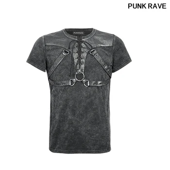 Moda povoj Črna moška T-shirt Gothic Steampunk Pare Rock Heavy Metal Black kratek Rokav T Srajce Punk Rave T-424