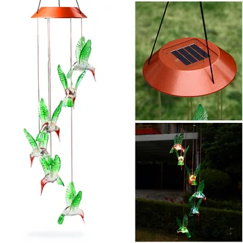 Moda Wind Chime LED Luči Sončne Spreminjanje Barve Hummingbird Visi Travnik Dvorišče Vrt Doma Dekoracijo --M25
