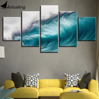 Modularna Slike 5 plošče seascape ocean val Plakat Wall Art Modular Slike Stenske Slike Dnevna Soba Platno Slikarstvo