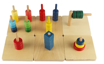 Montessori igrače materialov za Malčke ToddlerDiscs na Vodoravno Navpično Barvne Diskov na 3 Barvne zidnim vložkom