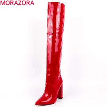 MORAZORA 2020 Velika velikost 34-43 moda nad kolena čevlji seksi ekstremno visokih petah konicami prstov čevlje dame pozimi škornji ženske