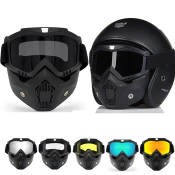 Motoristična Očala za Motokros Motocikla, Snemljiv Očala z UV Zaščito Smučarskih Kolo Halley Open Face Čelada Maska MX ATV Moto