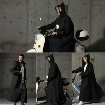 Motorno kolo dežni Plašč Ženske/Moški Zadrgo Hooded Poncho Motocikel Rainwear Dolgo Slog Pohodništvo Okoljske Dež Suknjič XL/XXL/XXXL