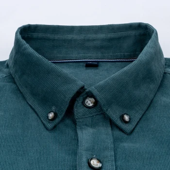Moške Gumb navzdol Long Sleeve Vintage Velvet Majica En Obliž Žep Standard-fit Jeseni Udobno Bombaž Priložnostne Majice
