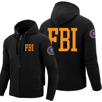 Moški FBI Sweatshirts Tiskanja Zvezni Preiskovalni Urad Runo Zadrgo Policija Hoodies Cosplay, ki so Hoody Zimskih Oblačil Žensk Vrhovi