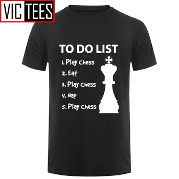 Moški Narediti Seznam Šah Smešno Igri Mens T Shirt Darilo Razvoj Šaha Posadke Vratu Tee T-shirt