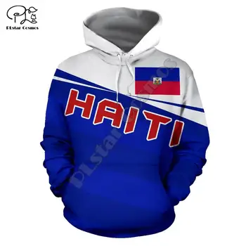 Moški Ženske Haiti Karibskem Morju tiskanje 3D Hoodies Smešno državi zastave, Majica Fashion Hooded Dolgimi Rokavi, unisex Puloverju