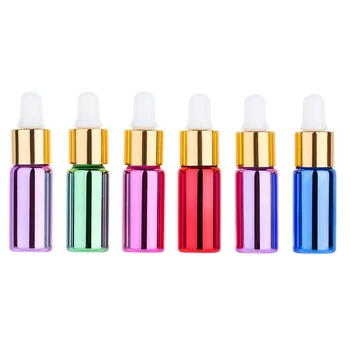 MUB - 6pcs 5ML UV Stekleno Kapalko Bistvo Tekoče Olje, Steklenica Zlato, Srebro Skp, Kozmetiko, Eterična Olja, Steklenice, Stekleničke Parfuma