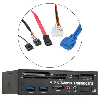 Multi-Funkcijski USB 3.0 Hub eSATA Port Notranji Bralnik Kartic nadzorni Plošči Medijev Sprednja Plošča Audio za SD MS PRIM TF M2 MMC Pomnilniške Kartice