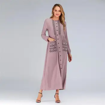 Muslimansko Obleko Arabski Za Ženske Dubaj Islamske Velikosti Dolg Rokav Obleka Turški Marocain Moda Vezenje Abaya Tam Kaftan