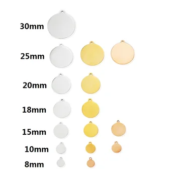 MYLONGINGCHARM 25pcs/veliko prazne 15 mm 20 mm iz nerjavečega jekla Oznake Prazne Krog diski zlato rosegold jekla barve-G1517