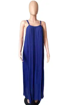 Naguban Modro Obleko Maxi 2019 Poletje Povodcem Brez Rokavov Ženske Plažo, Obleke, Sundress Belo Dolgo Plus Velikost Dnevno Afriške Obleko