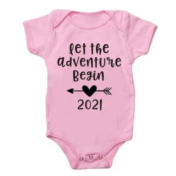 Naj Se Avantura Začne 2021 Nosečnosti Sporočamo, Newborn Baby Oblačila Dekle, Fant Oblačila Igralne Obleke Mehko Belo Bombažno Baby Bodysuit