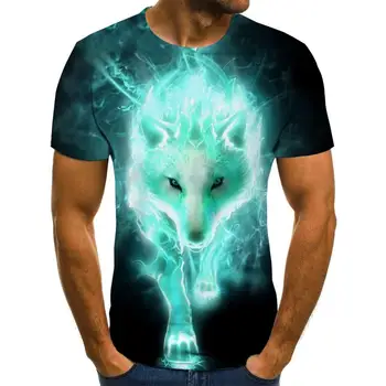 Najnovejši Wolf 3D Tiskanja Živali Kul Smešno T-Shirt Moški Kratek Rokav Poletje Hip Hop Vrhovi Tees Fashion majica s kratkimi rokavi velikosti XXS-6XL