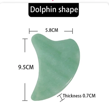Naravni Jade Kamen Zelene Aventurine Guasha Dolphin obliko Strgalo Akupunktura Telo Massager Zdravstveno Nego, Lepoto, Masaža Orodje