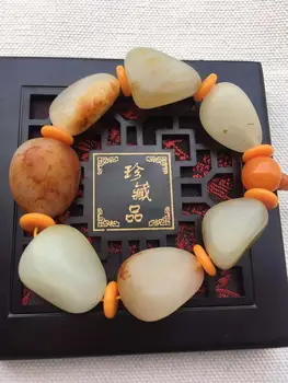 Naravni Xinjiang Hetian jade Ročno polirani kroglice zapestnice naravnih nezakonitih moške jade zapestnico z certifikat