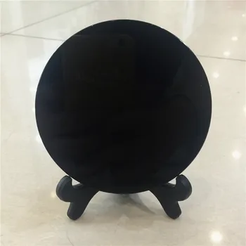 Naravni črni obsidian Disk Kristalno gemstone, reiki, meditacije čakro zdravljenje fengshui krožne ogledalo Dekoracijo kot darilo 100mm