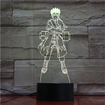 Naruto, Naruto Uzumaki Lampara 3D LED Svetilko ob Postelji Akcijska Figura, Ustvarjalne Barva Spreminja Tabela Svetlobe Igrača Anime Razsvetljavo Luminaria