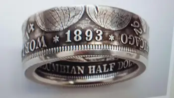 NAS 1893 Pol Dolarja Obroč Silver Plated Kovanec Obroč V Velikosti 7-14