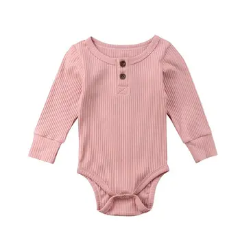 Newborn Baby Toddler Dekle, Fant Bodysuits Dolgimi Rokavi Jumpsuit Pletene Obleke Obleke Jeseni Priložnostne Otroška Oblačila