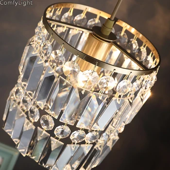 Nordijska Crystal LED Luč Obesek Visi svetilka Podstrešju, Kuhinjo, spalnico otok, Jedilnica Dnevna Soba lamparas Luksuzni Mansarda razsvetljavo zlato