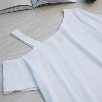 Nov prihod Žensk Poletje obleko eno ramo trdna priložnostne plesti bombaž bela obleka M30415