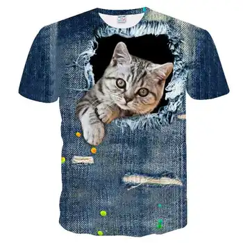 Nova mačka živali natisnjeni otroci oblačila smešno grafični dekleta fantje t shirt kawaii obleke poletje baby dekle vrhovi t-shirt Ulične 14T