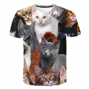 Nova moda 3D tisk T-shirt žival mačka vzorec poletje kratka sleeved krog vratu vrh priložnostne moška T-shirt majica