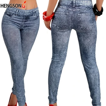Nova Moda Push Up Ženske Dokolenke Slim Jeggings Ena Velikost Stretch Elastična Svinčnik Dokolenice Jeans Denim Visoko Pasu Dokolenke