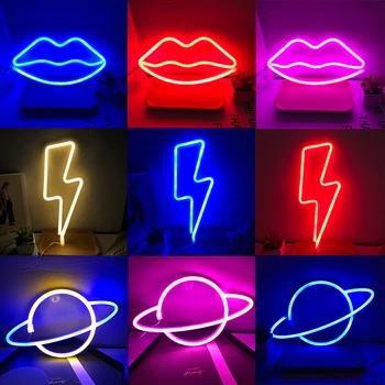Nove Barvne LED, Neon, Luči Wall Art Prijavite Luči Spalnica Dekoracijo Visi Desk Neonske Svetilke Stranka Počitniški Dom Dekor Darilo