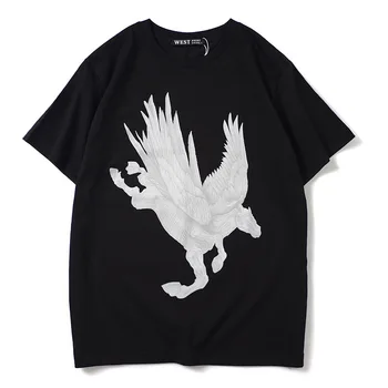 Nove luksuzne Moških Novost 3D Angel bel konj T Srajce, T-Shirt Hip Hop Skateboard Parkour Ulica Bombaža T-Srajce Tee Vrh Punk N186